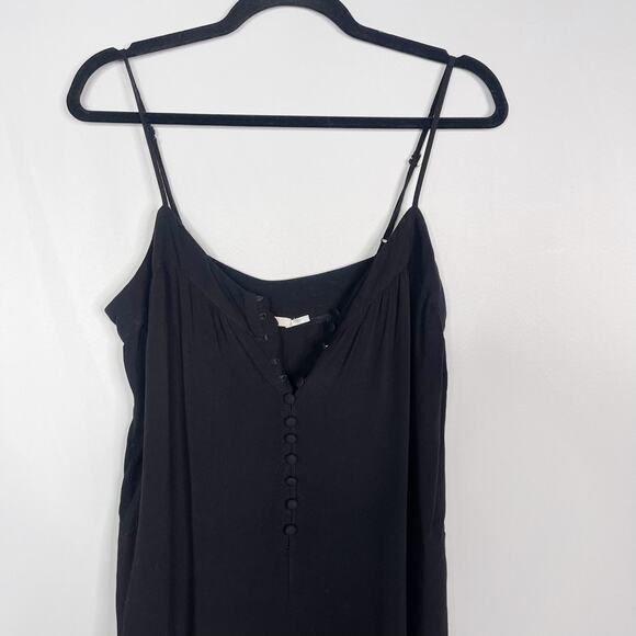 Francescas Mi Ami Small Black Button Front Jumpsuit Spaghetti Strap Wide Leg - Picture 3 of 8